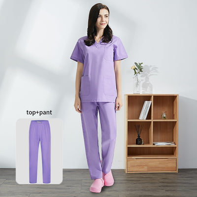 Hospital Operating Room Black Blue Nurse Scrubs Set