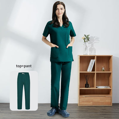 Hospital Operating Room Black Blue Nurse Scrubs Set