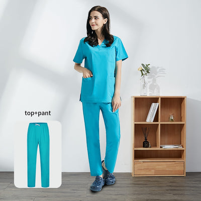 Hospital Operating Room Black Blue Nurse Scrubs Set