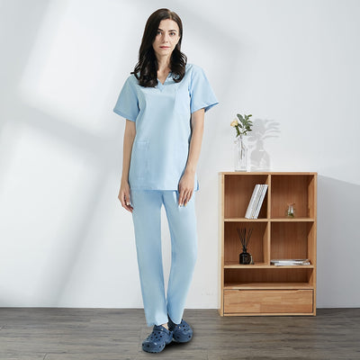 Hospital Operating Room Black Blue Nurse Scrubs Set