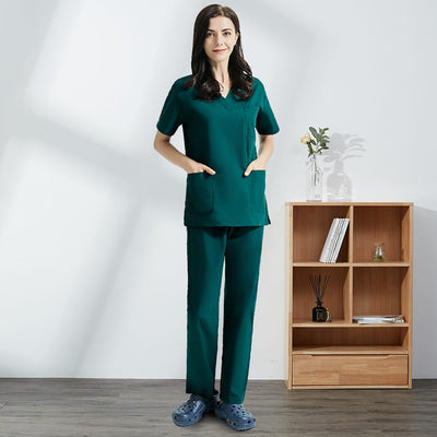 Hospital Operating Room Black Blue Nurse Scrubs Set