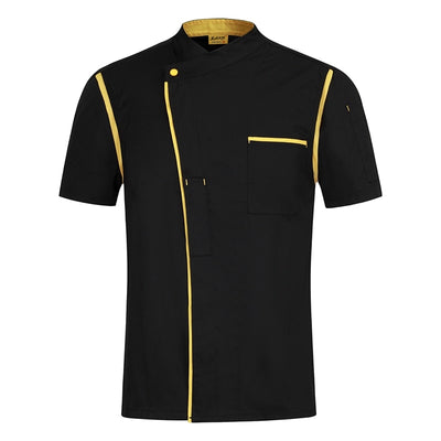 Solid Color Side Zipper Waiter Shirts