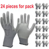 24Pieces/12 Pairs Safety Working Gloves Black Pu Nylon Cotton Glove Industrial Protective Work Gloves NMSafety Brand Supplier