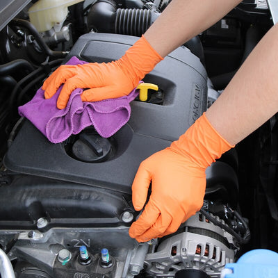 Heavy-Duty Gloves Mechanical Nitrile Gloves Orange Black Durable Diamond Pattern Oilproof Waterproof Synthetic Gloves Nitrile