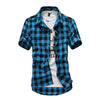 Summer Men's Classic Fashion Grid Short Sleeve Shirt