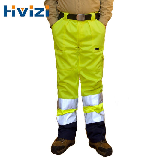 High Visibility Reflective Pants hi vis Functional Pockets Wear-resistance Safety Trousers Work Pants for Men Cargo Pants