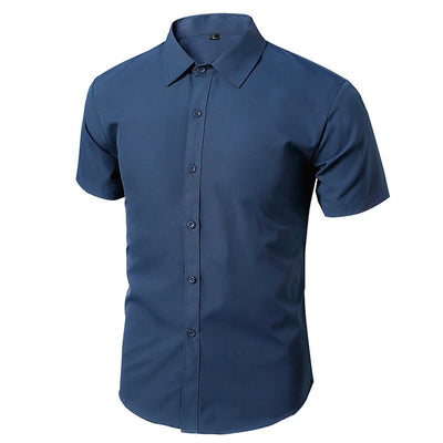 Solid Color Casual Short Sleeves Office Shirts